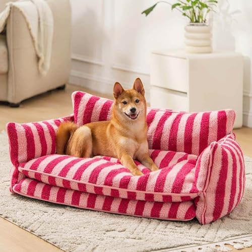 RUYICZB Hundebett Kleine Hunde, Hundesofa Für Mittlere Große Kleine Hunde, Hundekissen Flauschig Hundekorb Bezug Abnehmbar Und Waschbar rutschfeste Unterseite,Rosa,80x50x33cm RUYICZB Hundebett Kleine Hunde, Hundesofa Für Mittlere Große Kleine Hunde, Hundekissen Flauschig Hundekorb Bezug Abnehmbar Und Waschbar rutschfeste Unterseite,Rosa,80x50x33cm von RUYICZB