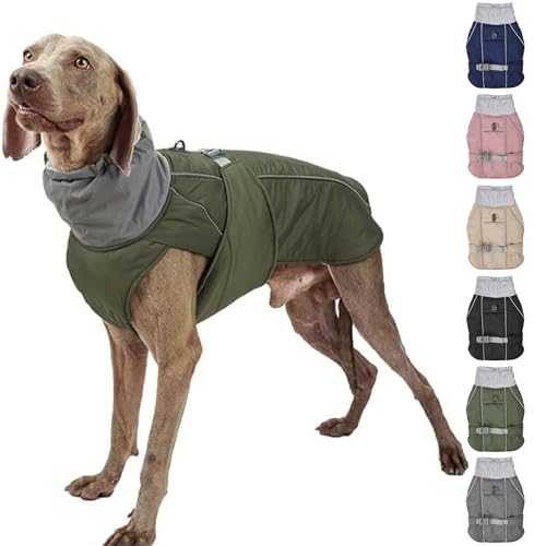 RUYICZB Hundemantel Winter Wärme Hundejacke Für Kleine Mittlere Große Hunde Hundebekleidung, Wasserdicht Winddicht Wintermantel, Reflektierend Hunde Winterjacke,Grün,3XL von RUYICZB