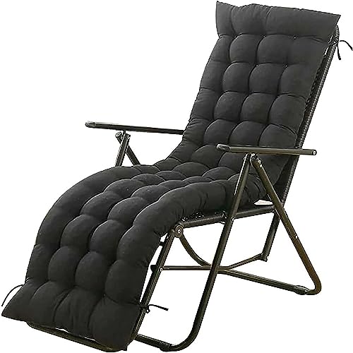 RUYICZB Liegenauflage, Auflage Gartenliege Auflagen Für Deckchair, Bequeme Polsterauflage Für Sonnenliege, Liegestuhl Kissen Terrassenstühle Mit Hoher Rückenlehne Mit Krawatten,Schwarz,170x48cm von RUYICZB