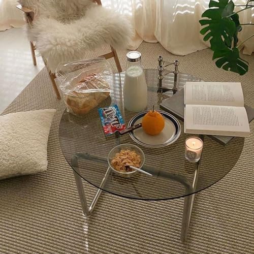 RUYICZB Moderne Beistelltische, Runder Couchtisch Aus Glas, Transparenter Couchtisch Rund, Glastische Für Wohnzimmer, Schlafzimmer, Sofa, Büro, Kleiner Raum,Grau,S RUYICZB Moderne Beistelltische, Runder Couchtisch Aus Glas, Transparenter Couchtisch Rund, Glastische Für Wohnzimmer, Schlafzimmer, Sofa, Büro, Kleiner Raum,Grau,S von RUYICZB