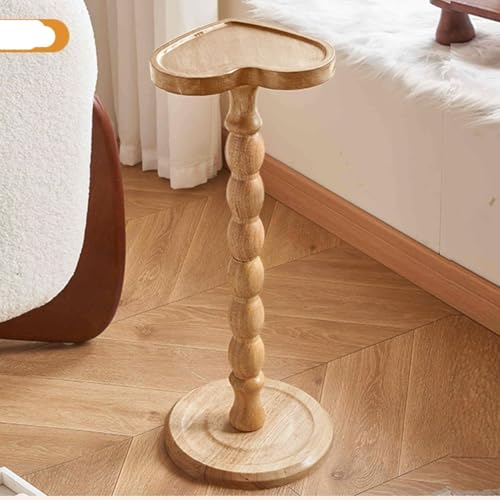 RUYICZB Runder Cocktailbar Tisch, Getränke Tische Für Kleine Räume, Sockel, Runde Beistelltische Aus Holz, Hoher Pflanzenständertisch Für Den Innenbereich,Log Color Heart Shaped von RUYICZB
