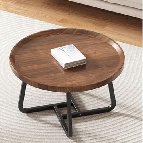 RUYICZB Runder Couchtisch Aus Holz, Moderne Beistelltische Aus Der Mitte des Jahrhunderts Für Das Wohnzimmer, Kleiner Mitteltisch Für Das Schlafzimmer, Kleiner Raum, Balkon, Innenhof,Walnut,S von RUYICZB