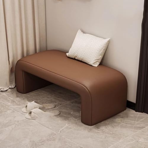 RUYICZB Schuhhocker Für Den Eingangsbereich, Schuhaufbewahrungsbank Mit Lederkissen, Kleine Schuhwechselbank, Weicher Schuhhocker Für Eingangsbereich, Wohnzimmer, Schlafzimmer,Braun,80 * 35cm von RUYICZB