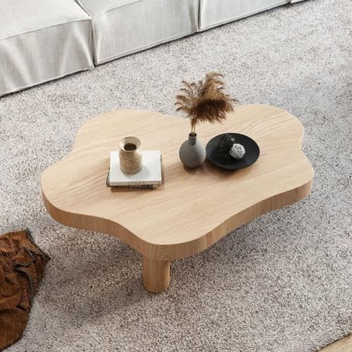 RUYICZB Weiße Wolken-Couchtische Für Das Wohnzimmer, Couchtisch in Wolkenform Aus Massivholz, Unregelmäßig Geformter Esstisch Mit 3 Beinen Für Schlafzimmer, Büro, Wohnung,Wood,70cm von RUYICZB