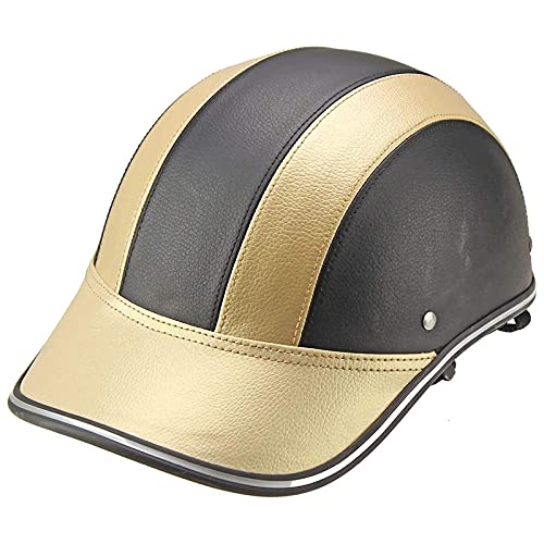 Retro Motorrad Halbhelm Für Männer Und Frauen Mode Baseball Cap Cap Modellierung ECE Approved Adult Open-Face Helm Fahrrad Moped Scooter Motorrad Schädel Cap Helm (55-62Cm),Gold von RUYICZB