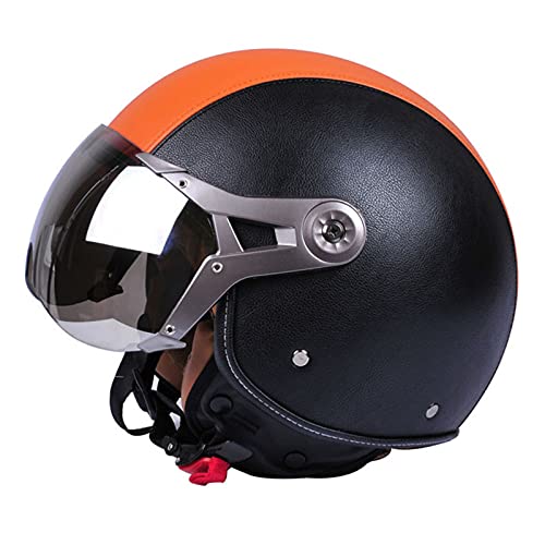 Vintage Motorrad Jethelm Motorrad Jet Crash Helm Leichter Sicherheits-Elektro-Biker-Helm ECE/DOT-Geprüft Retro Mit Visier Scooter Pilot Helm Für Männer Und Frauen,Black orange,L Vintage Motorrad Jethelm Motorrad Jet Crash Helm Leichter Sicherheits-Elektro-Biker-Helm ECE/DOT-Geprüft Retro Mit Visier Scooter Pilot Helm Für Männer Und Frauen,Black orange,L von RUYICZB