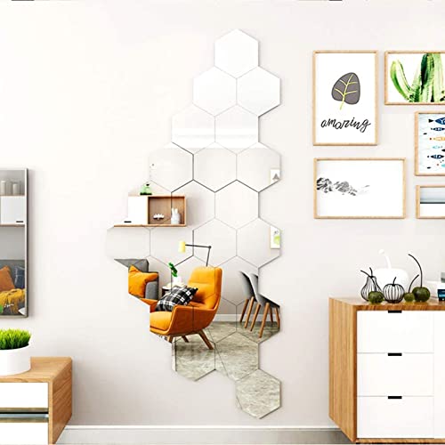 Selbstklebende Spiegelfolie Für Schrank 12 Blätter 3D 10 CM Acryl Dekorative Wandaufkleber Wasserdichte Badezimmer Acryl Aufkleber Hexagon Form Oberflächenfolie Spiegel Dekoration (Silver, One Size) Selbstklebende Spiegelfolie Für Schrank 12 Blätter 3D 10 CM Acryl Dekorative Wandaufkleber Wasserdichte Badezimmer Acryl Aufkleber Hexagon Form Oberflächenfolie Spiegel Dekoration (Silver, One Size) von RUYUUEQ