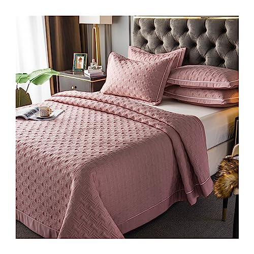 RUZGAR Tagesdecke 200x230cm 230x250cm Bettüberwurf Doppelbett aus 100% Polyester leichte Sofadecke Modern Stil mit 2 Kissenbezüge 48x74cm (Color : Pink, Size : 230x250cm-90x98 inch) von RUZGAR