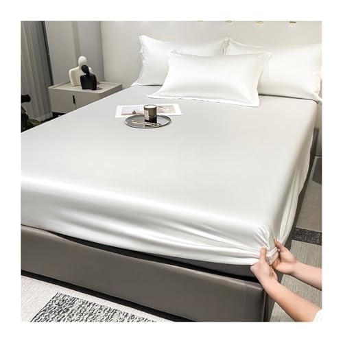 RUZGAR Tencel Spannbettlaken 120x200cm 150x200cm 180x200cm Sommerlich Kühles Tencel Spannbetttuch Weich Seidig Hotel-Luxusqualität Bettlaken 25cm Tiefe(White,120x200+25cm) von RUZGAR