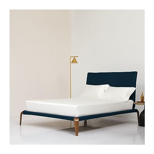 Spannbettlaken 120x200cm bis 200x200cm Pima-Baumwolle 700 Fadenzahl Weicher Satin Spannbetttuch, Bettlaken, Bettbezug, Betttuch, Fitted Sheet 30cm (Color : White, Size : 120x200+30cm) von RUZGAR