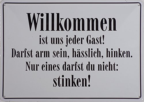 RV Blechschild 10x15 cm Willkommen ist uns jeder Gast Spruch Sprüche Sign Blechschilder Schild Schilder 025 von RV