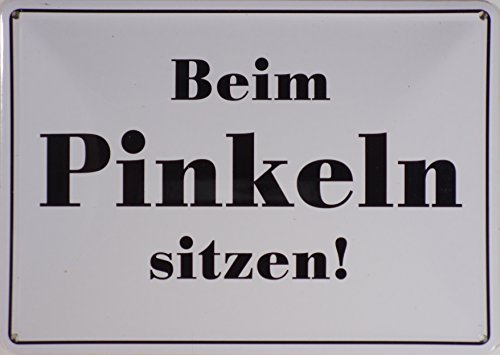 RV Blechschild 10x15 cm Beim Pinkeln sitzen Spruch Sprüche Sign Blechschilder Schild Schilder 032 von RV