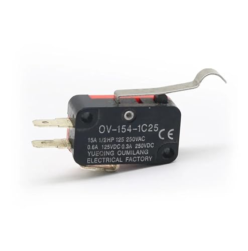 ElectronicSwitch 10pcs V-154-1C25 long handle roller Snap Action Push Button SPDT Momentary On-Off Limit Switch 15A 250V Red/Black von RVBLRDSE