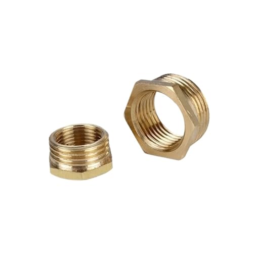 RVBLRDSE 1PC Brass Hex Bushing Reducer Pipe Fitting 3/8" Female to 1/2" Male BSP Threaded Reducing Copper Coupling von RVBLRDSE