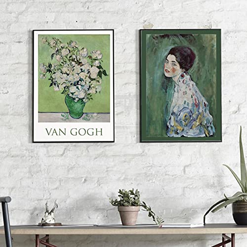 RVCKVS Vintage Leinwand Gemälde Frau Porträt Poster Farbe Blume Grün Stil Kunstdruck Van Gogh Bild Wohnzimmer Wohnkultur 60x90cm-2pcs Frameless von RVCKVS