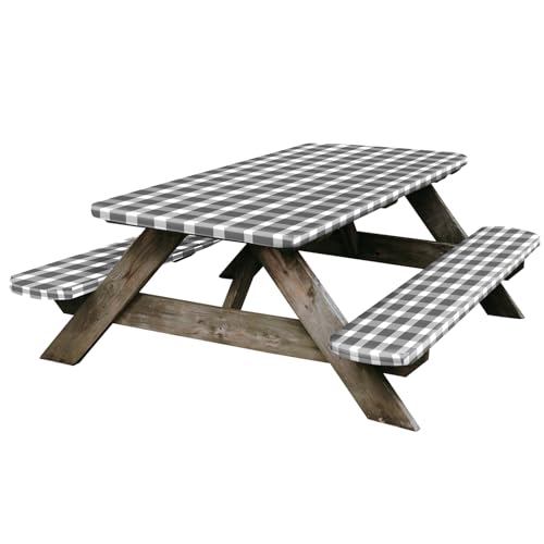 RVGUARD Abdeckung für Picknicktisch und Bank, 76,2 x 244,8 cm, Schwarz und Weiß von RVGUARD