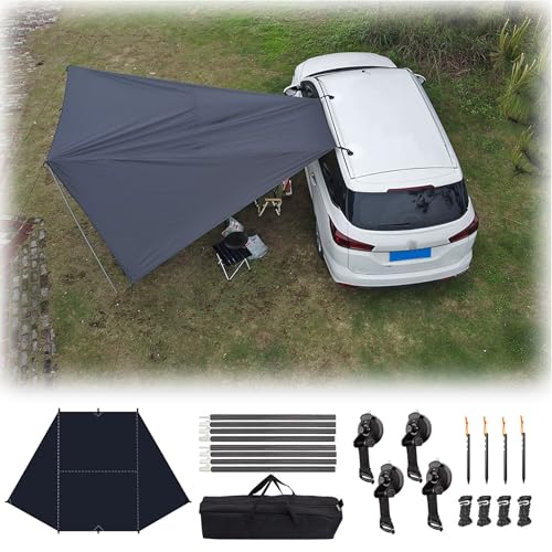 Automarkise, Camping SUV Markise, Saugnapftyp, 210D Oxford Tuch wasserdichtes Universalzelt, UV-Schutz, geeignet für SUV, Camper, Wohnwagen Black,3 Automarkise, Camping SUV Markise, Saugnapftyp, 210D Oxford Tuch wasserdichtes Universalzelt, UV-Schutz, geeignet für SUV, Camper, Wohnwagen Black,3 von RVGVPMAMTZ