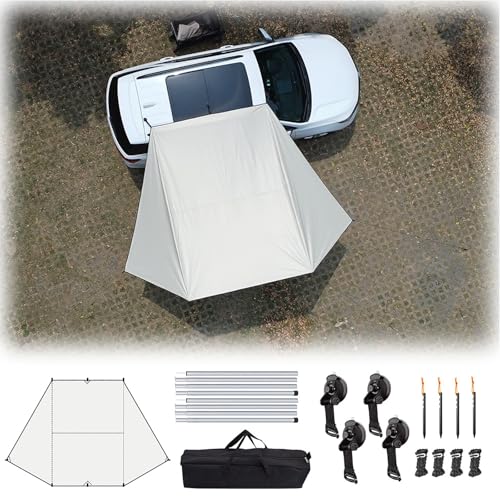 Automarkise, Camping SUV Markise, Saugnapftyp, 210D Oxford Tuch wasserdichtes Universalzelt, UV-Schutz, geeignet für SUV, Camper, Wohnwagen White,2 Automarkise, Camping SUV Markise, Saugnapftyp, 210D Oxford Tuch wasserdichtes Universalzelt, UV-Schutz, geeignet für SUV, Camper, Wohnwagen White,2 von RVGVPMAMTZ