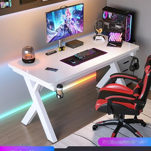 Computertisch, Gaming-Schreibtisch, ergonomischer Schreibtisch, Schreibtisch aus Kohlefaser mit Kabel-Organizer, Getränkehalter und Kopfhörerhalter, geeignet für das Home-Office White,100cm Computertisch, Gaming-Schreibtisch, ergonomischer Schreibtisch, Schreibtisch aus Kohlefaser mit Kabel-Organizer, Getränkehalter und Kopfhörerhalter, geeignet für das Home-Office White,100cm von RVGVPMAMTZ