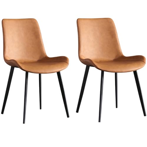 Esszimmerstuhl 2er-Set,Moderne Küchen- und Esszimmerstühle,Gepolsterte Sitzfläche mit schwarzen Metallbeinen,Armlose Beistellstühle aus Kunstleder für Wohnzimmer,Wartebereich,Esszimmer Orange Esszimmerstuhl 2er-Set,Moderne Küchen- und Esszimmerstühle,Gepolsterte Sitzfläche mit schwarzen Metallbeinen,Armlose Beistellstühle aus Kunstleder für Wohnzimmer,Wartebereich,Esszimmer Orange von RVGVPMAMTZ