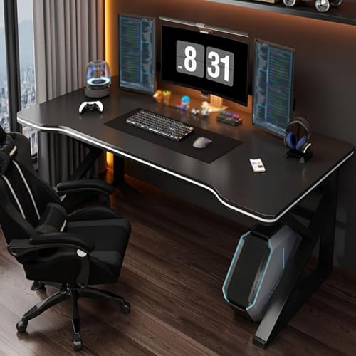 Gaming-Tisch, Computertisch, ergonomischer Schreibtisch, K-förmiger Gaming-Arbeitsplatz, Arbeitstisch, Computer-Arbeitsplatz, Gaming-Tisch für kleine Räume, Home-Office-Schreibtisch Black,120*60 von RVGVPMAMTZ