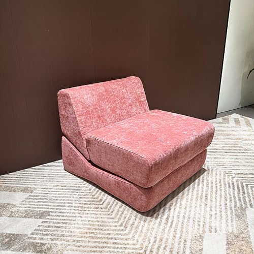 Klappbares Schlafsofa, umwandelbarer Futon-Sessel, 3-in-1-faltbare Bodenmatratze, atmungsaktives Lazy-Sofa aus hochdichtem Schwamm, bequemer Freizeitsessel für das Wohnzimmer der Wohnung Pink von RVGVPMAMTZ