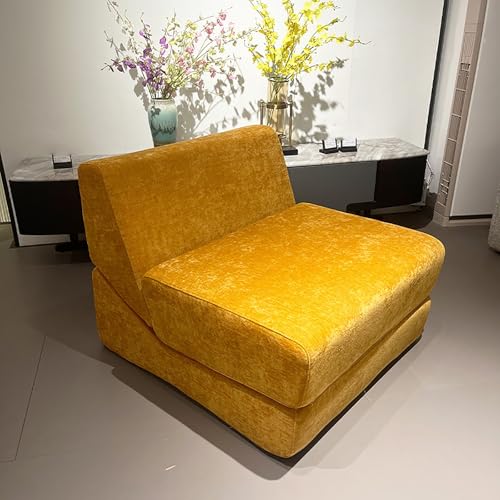Klappbares Schlafsofa, umwandelbarer Futon-Sessel, 3-in-1-faltbare Bodenmatratze, atmungsaktives Lazy-Sofa aus hochdichtem Schwamm, bequemer Freizeitsessel für das Wohnzimmer der Wohnung Yellow von RVGVPMAMTZ