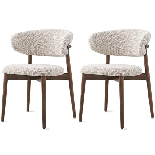 Metall-Esszimmerstuhl 2er-Set,Moderner Stoff gepolsterter Küchen-Beistellstuhl,Geschwungene Rückenlehne,Mit Metallbeinen,Verstellbarer Fußstütze,Ergonomisch,Geeignet Für Wohnzimmer,Küche Walnut von RVGVPMAMTZ