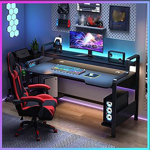 RVGVPMAMTZ Büroschreibtisch, Gaming-Tisch mit Monitorständer, Partitionsspeicher, Mainframe, Carbonfaser-Desktop, stabile Tragfähigkeit, geeignet für das Home-Office 160 von RVGVPMAMTZ