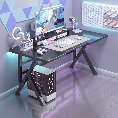 RVGVPMAMTZ Computertisch, Ergonomischer Gaming-Schreibtisch, K-förmiger Gaming-Schreibtisch, PC-Gaming-Workstation, Home-Office-Schreibtisch, platzsparend, einfach aufzubauen Black,100 * 60 von RVGVPMAMTZ