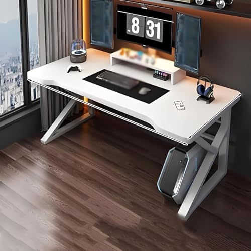 RVGVPMAMTZ Computertisch, Gaming-Schreibtisch, moderner Schreibtisch, K-förmige Metallbeine, Arbeitsplatzschreibtisch mit erhöhtem Regal, geeignet für Homeoffice usw White,120cm RVGVPMAMTZ Computertisch, Gaming-Schreibtisch, moderner Schreibtisch, K-förmige Metallbeine, Arbeitsplatzschreibtisch mit erhöhtem Regal, geeignet für Homeoffice usw White,120cm von RVGVPMAMTZ