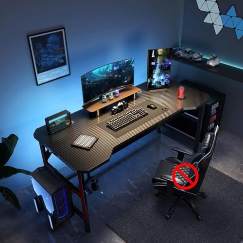 RVGVPMAMTZ Computertisch, Gaming-Schreibtisch mit Hängeregal, Oberfläche aus Kohlefaser, Computer-Werkbank mit Metallrahmen, Kopfhörerständer, geeignet für Schlafzimmer und Home-Office 140cm RVGVPMAMTZ Computertisch, Gaming-Schreibtisch mit Hängeregal, Oberfläche aus Kohlefaser, Computer-Werkbank mit Metallrahmen, Kopfhörerständer, geeignet für Schlafzimmer und Home-Office 140cm von RVGVPMAMTZ
