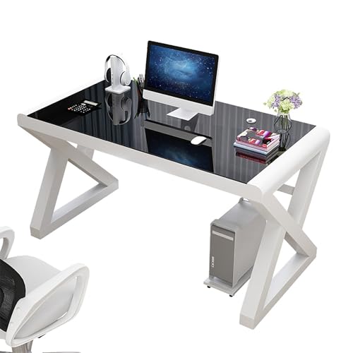 RVGVPMAMTZ Computertisch, Spieltisch, Heimschreibtisch, moderner einfacher Arbeitstisch aus Glas, Schreibtisch, Multifunktions-Workstation, Metallrahmen A,100CM von RVGVPMAMTZ