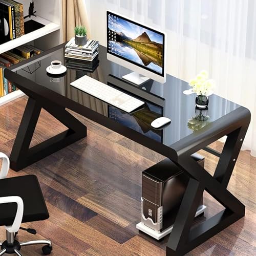 RVGVPMAMTZ Computertisch, Spieltisch, Heimschreibtisch, moderner einfacher Arbeitstisch aus Glas, Schreibtisch, Multifunktions-Workstation, Metallrahmen B,100CM von RVGVPMAMTZ