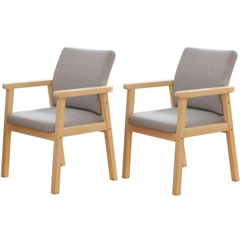 RVGVPMAMTZ Dekorative Stühle im Mid-Century Modern-Stil, 2er-Set, Sessel, Polsterstühle, Esszimmerstühle aus Massivholz, Leinenstoff, geeignet für Küchen, Cafés und Wohnzimmer 1 von RVGVPMAMTZ