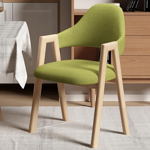 RVGVPMAMTZ Esszimmerstuhl aus Massivholz mit Armlehnen, Freizeitstuhl, Kleiner Bürostuhl aus Leinenbaumwolle mit Rückenlehne, ergonomisch geschwungene Rückenlehne, geeignet für Esszimmer/Wohnzimmer A von RVGVPMAMTZ