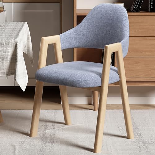 RVGVPMAMTZ Esszimmerstuhl aus Massivholz mit Armlehnen, Freizeitstuhl, Kleiner Bürostuhl aus Leinenbaumwolle mit Rückenlehne, ergonomisch geschwungene Rückenlehne, geeignet für Esszimmer/Wohnzimmer D von RVGVPMAMTZ