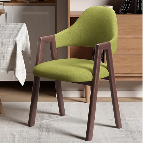RVGVPMAMTZ Esszimmerstuhl aus Massivholz mit Armlehnen, Freizeitstuhl, Kleiner Bürostuhl aus Leinenbaumwolle mit Rückenlehne, ergonomisch geschwungene Rückenlehne, geeignet für Esszimmer/Wohnzimmer E von RVGVPMAMTZ