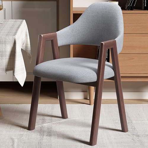 RVGVPMAMTZ Esszimmerstuhl aus Massivholz mit Armlehnen, Freizeitstuhl, Kleiner Bürostuhl aus Leinenbaumwolle mit Rückenlehne, ergonomisch geschwungene Rückenlehne, geeignet für Esszimmer/Wohnzimmer G von RVGVPMAMTZ