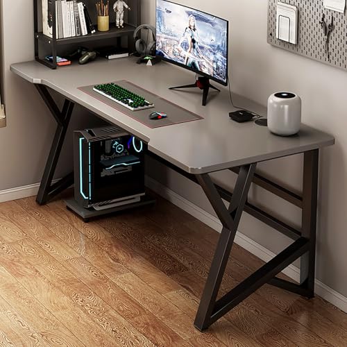 RVGVPMAMTZ Gaming-Tisch, ergonomischer Computertisch, rechteckiger Computerarbeitsplatz mit Kabellöchern und K-förmigen Stahlbeinen, geeignet für Gaming, Büro oder Arbeitszimmer Gray,120cm von RVGVPMAMTZ