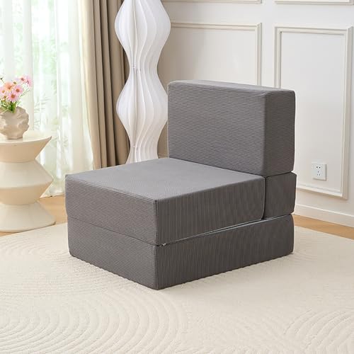 RVGVPMAMTZ Klappbares Schlafsofa, Futon-Möbel-Klappbett, hochdichter Schaumstoff mit Rückenlehne, umwandelbares Schlafsofa, Klappstuhlmatratze, Bodensofa für Wohnzimmer, Gästezimmer Gray von RVGVPMAMTZ