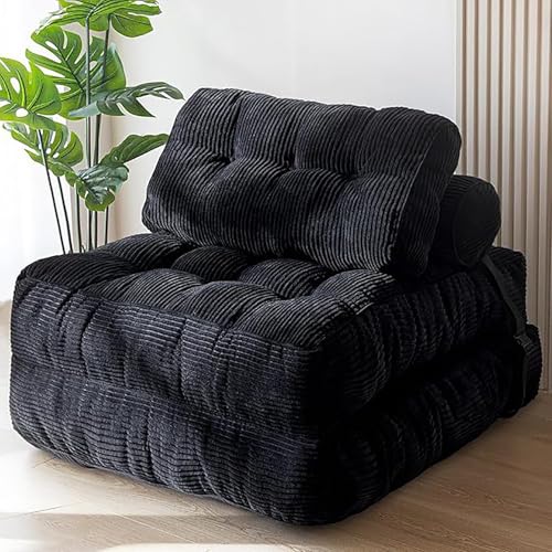 RVGVPMAMTZ Klappbares Schlafsofa, umwandelbarer Schlafsessel, Faltbare Matratze, tragbares Klappsesselbett mit Rückenlehne, weicher Cordstoff mit Kissen für Wohnzimmer/Schlafzimmer Black RVGVPMAMTZ Klappbares Schlafsofa, umwandelbarer Schlafsessel, Faltbare Matratze, tragbares Klappsesselbett mit Rückenlehne, weicher Cordstoff mit Kissen für Wohnzimmer/Schlafzimmer Black von RVGVPMAMTZ