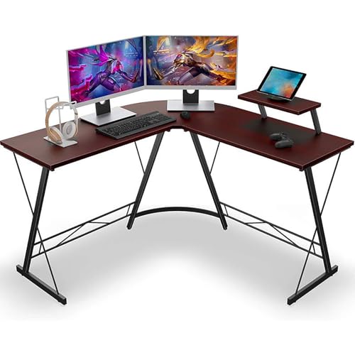 RVGVPMAMTZ L-förmiger Eck-Computertisch, Home-Office-Schreibtisch, Gaming-Workstation mit Monitorständer, platzsparend, einfach aufzubauen, geeignet für Home-Office C von RVGVPMAMTZ