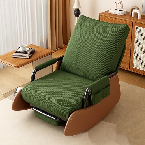 RVGVPMAMTZ Lazy Sofa Schaukelstuhl, Gleiter Schaukelstuhl mit Fußstütze und Verstellbarer Rückenlehne, Metallrahmen Sofastuhl, faltbares Design, geeignet für Wohnzimmer, Schlafzimmer, Büro 2 von RVGVPMAMTZ