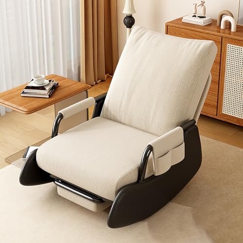 RVGVPMAMTZ Lazy Sofa Schaukelstuhl, Gleiter Schaukelstuhl mit Fußstütze und Verstellbarer Rückenlehne, Metallrahmen Sofastuhl, faltbares Design, geeignet für Wohnzimmer, Schlafzimmer, Büro 4 RVGVPMAMTZ Lazy Sofa Schaukelstuhl, Gleiter Schaukelstuhl mit Fußstütze und Verstellbarer Rückenlehne, Metallrahmen Sofastuhl, faltbares Design, geeignet für Wohnzimmer, Schlafzimmer, Büro 4 von RVGVPMAMTZ