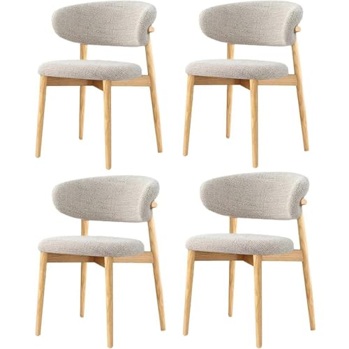 RVGVPMAMTZ Moderner Esszimmerstuhl aus Massivholz, Stoffpolsterstuhl mit geschwungener Rückenlehne, rutschfestem Fußpolster, Esszimmerstuhl aus Holz für Küche, Wohnzimmer (4-teiliges Set) Wood von RVGVPMAMTZ