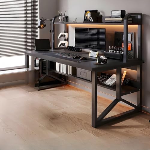 RVGVPMAMTZ Rechteckiger Holzschreibtisch, Gaming-Tisch, moderner Computertisch, Büroschreibtisch mit Metallrahmen und Bücherregal, moderner Schreibtisch fürs Homeoffice 120cm,1 RVGVPMAMTZ Rechteckiger Holzschreibtisch, Gaming-Tisch, moderner Computertisch, Büroschreibtisch mit Metallrahmen und Bücherregal, moderner Schreibtisch fürs Homeoffice 120cm,1 von RVGVPMAMTZ