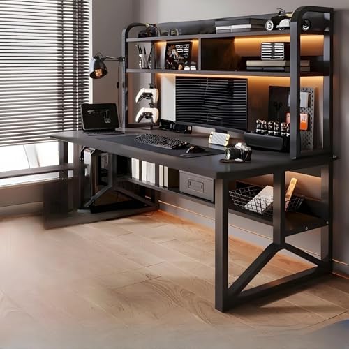 RVGVPMAMTZ Rechteckiger Holzschreibtisch, Gaming-Tisch, moderner Computertisch, Büroschreibtisch mit Metallrahmen und Bücherregal, moderner Schreibtisch fürs Homeoffice 120cm,2 RVGVPMAMTZ Rechteckiger Holzschreibtisch, Gaming-Tisch, moderner Computertisch, Büroschreibtisch mit Metallrahmen und Bücherregal, moderner Schreibtisch fürs Homeoffice 120cm,2 von RVGVPMAMTZ