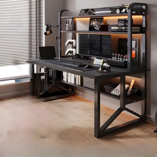 RVGVPMAMTZ Rechteckiger Holzschreibtisch, Gaming-Tisch, moderner Computertisch, Büroschreibtisch mit Metallrahmen und Bücherregal, moderner Schreibtisch fürs Homeoffice 80cm,2 RVGVPMAMTZ Rechteckiger Holzschreibtisch, Gaming-Tisch, moderner Computertisch, Büroschreibtisch mit Metallrahmen und Bücherregal, moderner Schreibtisch fürs Homeoffice 80cm,2 von RVGVPMAMTZ