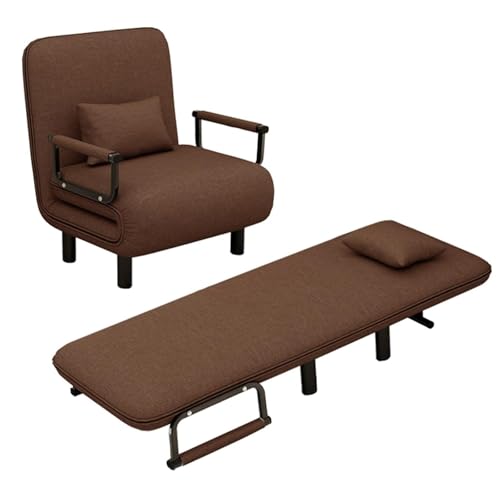 RVGVPMAMTZ Umwandelbares Klappschlafsofa, 3-in-1-Klappsessel mit fünffach Verstellbarer Rückenlehne, bequemes Einzelschlafsofa, Ruhesessel mit Kissen, geeignet für Wohnzimmer, Büro Brown RVGVPMAMTZ Umwandelbares Klappschlafsofa, 3-in-1-Klappsessel mit fünffach Verstellbarer Rückenlehne, bequemes Einzelschlafsofa, Ruhesessel mit Kissen, geeignet für Wohnzimmer, Büro Brown von RVGVPMAMTZ
